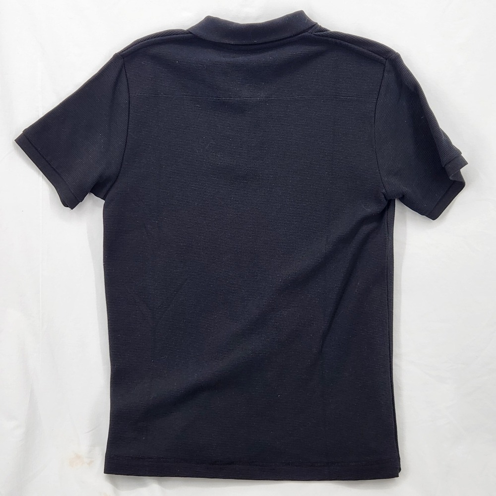 French Connection Mens M Quarter Zip Polo‎ Shirt Black Ribbed Cotton 56ZMN - Picture 2 of 8